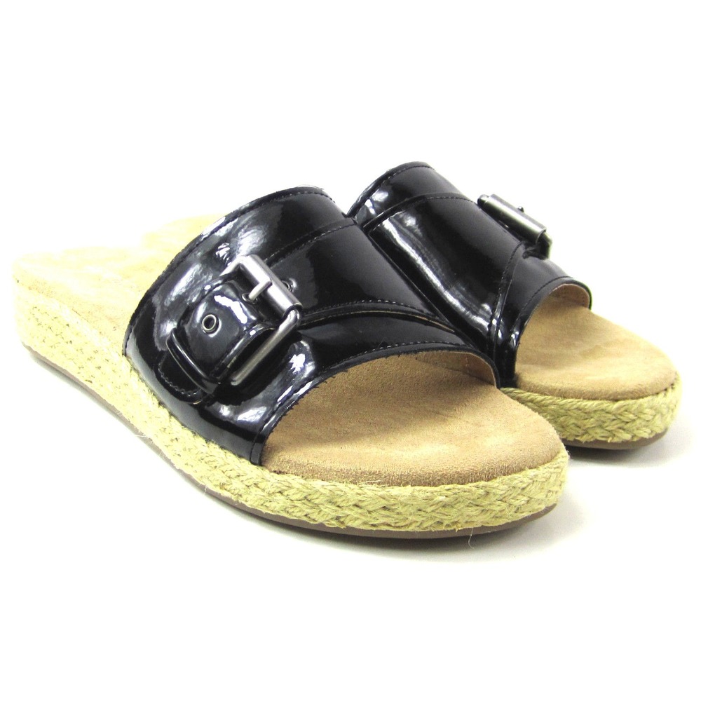 Aerosoles Glorify Women's Black Espadrille Platform Sandal Buckle Size 9 M
